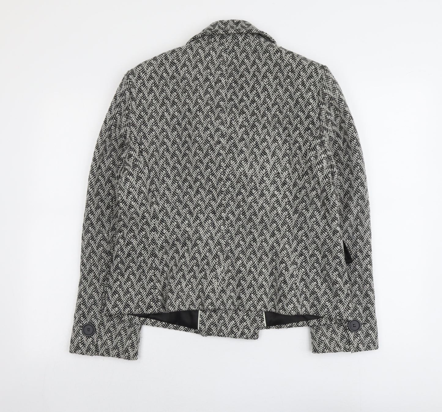 Marks and Spencer Womens Grey Geometric Jacket Blazer Size 16 Button