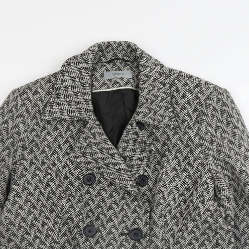 Marks and Spencer Womens Grey Geometric Jacket Blazer Size 16 Button