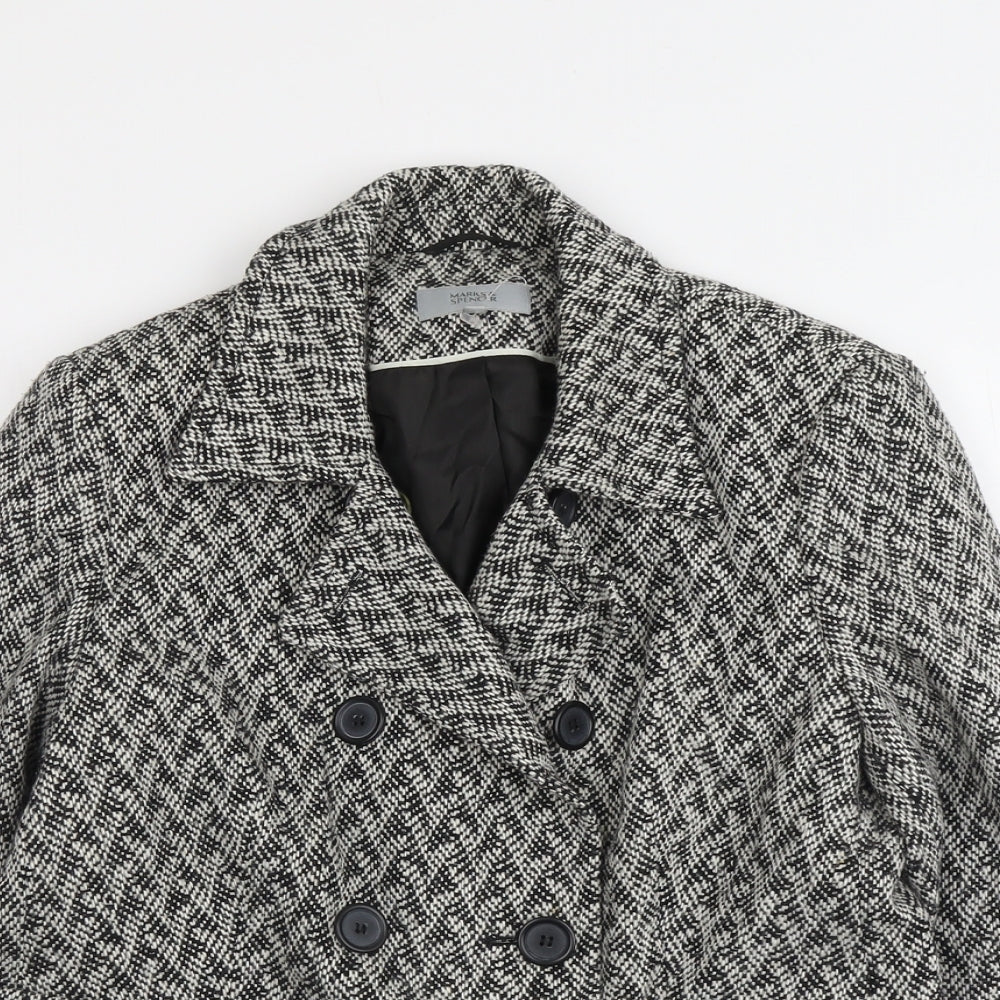 Marks and Spencer Womens Grey Geometric Jacket Blazer Size 16 Button