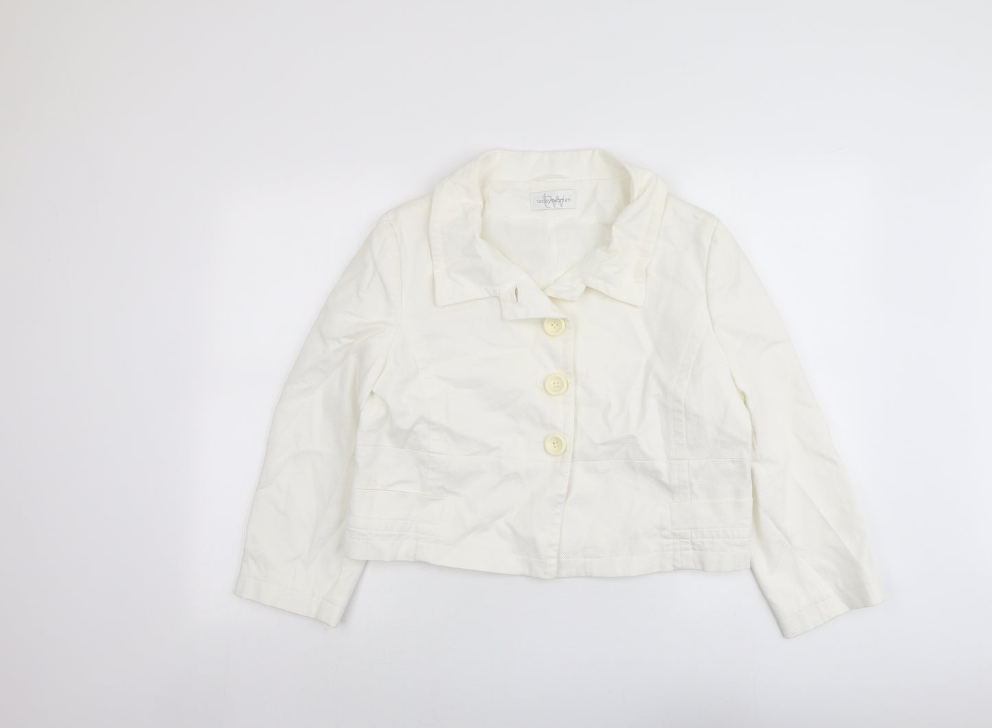 Todays Woman Womens Ivory Jacket Blazer Size 16 Button