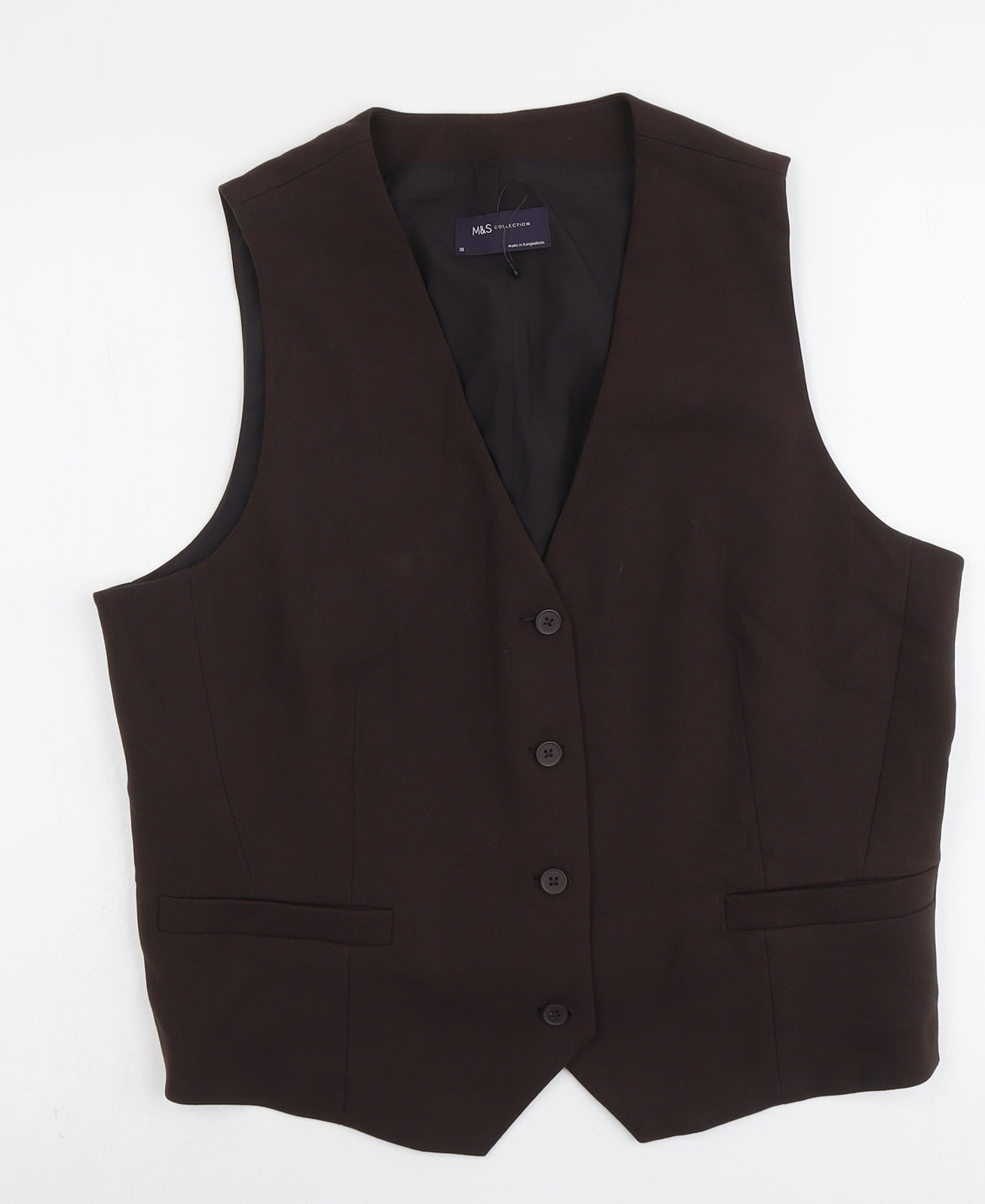 Marks and Spencer Womens Brown Polyester Jacket Suit Waistcoat Size 18