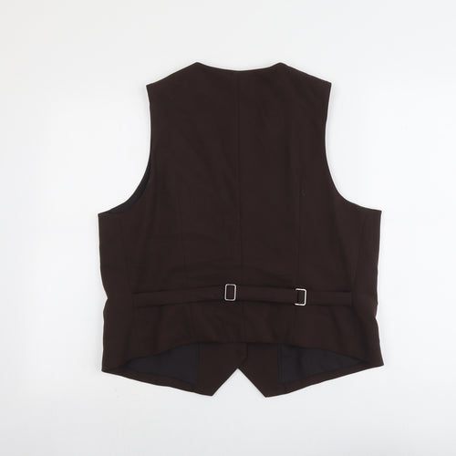 Marks and Spencer Womens Brown Polyester Jacket Suit Waistcoat Size 18