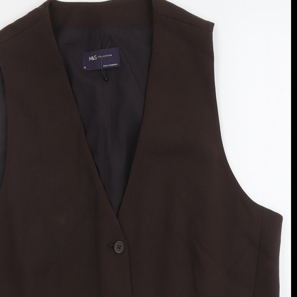 Marks and Spencer Womens Brown Polyester Jacket Suit Waistcoat Size 18