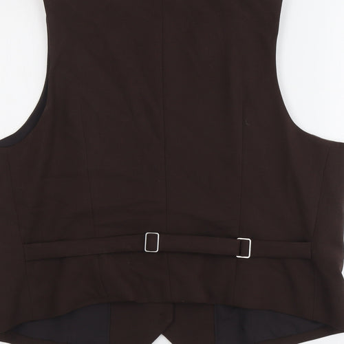 Marks and Spencer Womens Brown Polyester Jacket Suit Waistcoat Size 18