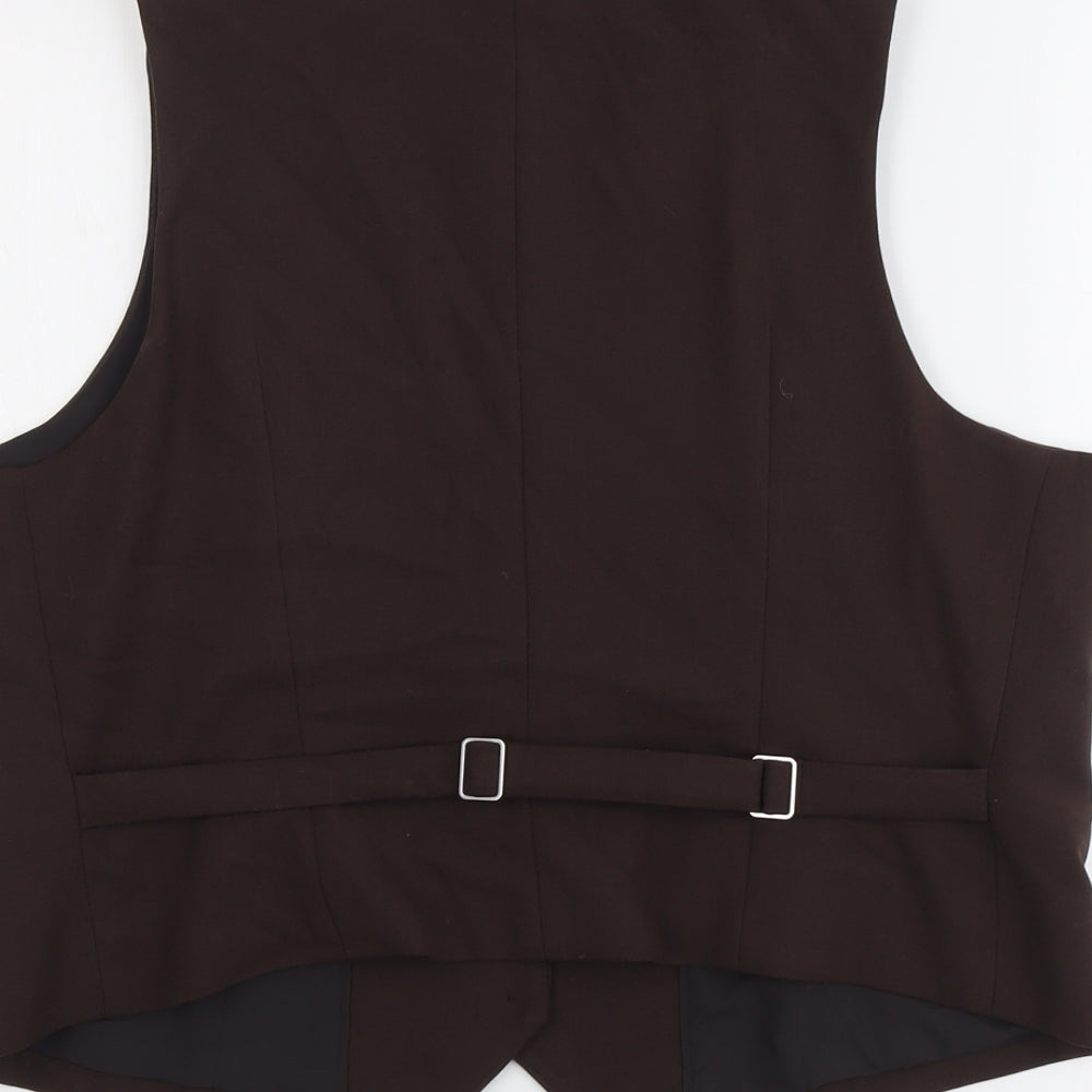 Marks and Spencer Womens Brown Polyester Jacket Suit Waistcoat Size 18