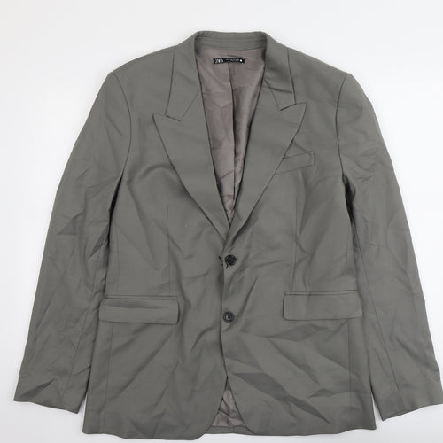 Zara Mens Grey Polyester Jacket Suit Jacket Size 42 Regular