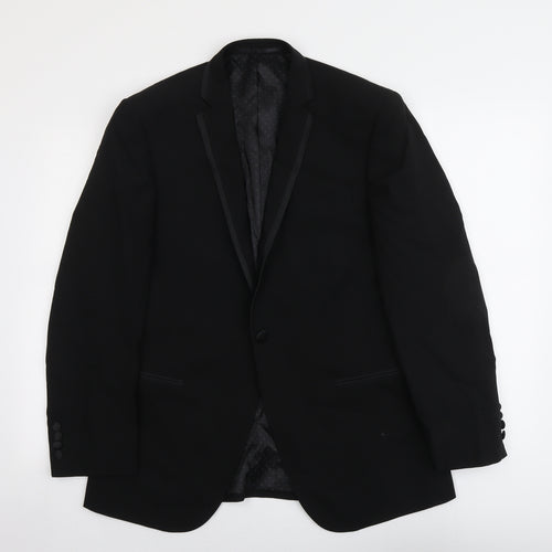 Moss Mens Black Wool Jacket Suit Jacket Size 40 Regular