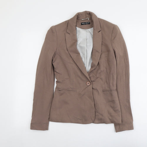 Select Womens Brown Polyester Jacket Blazer Size 6