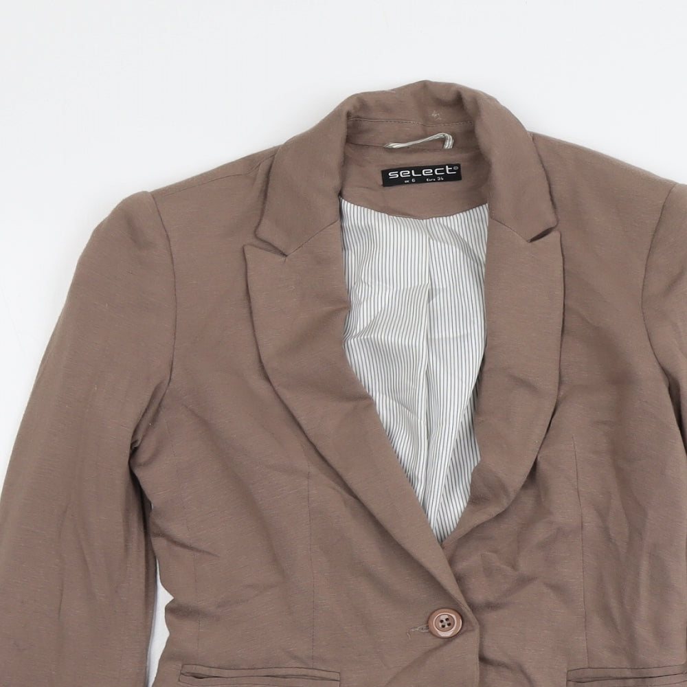 Select Womens Brown Polyester Jacket Blazer Size 6