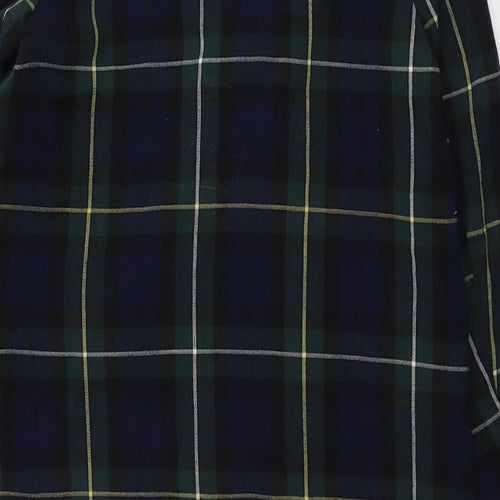 H&M Womens Green Plaid Overcoat Coat Size 10 Zip