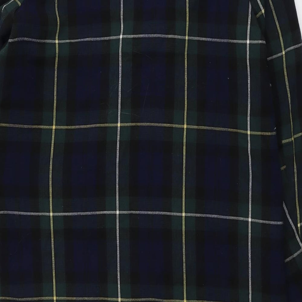 H&M Womens Green Plaid Overcoat Coat Size 10 Zip