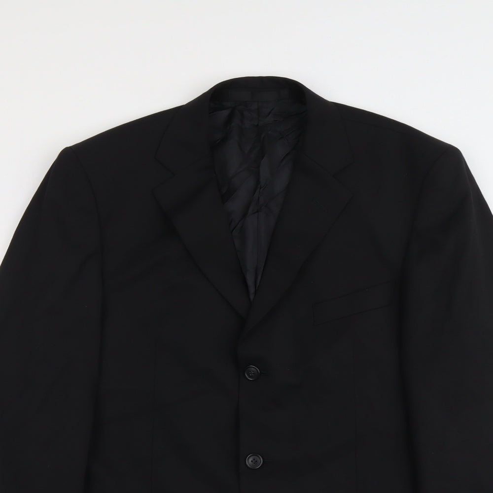 Marks and Spencer Mens Black Polyester Jacket Suit Jacket Size 40 Regular