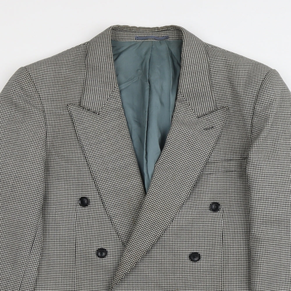 Skopes Mens Black Houndstooth Polyester Jacket Suit Jacket Size 42 Regular