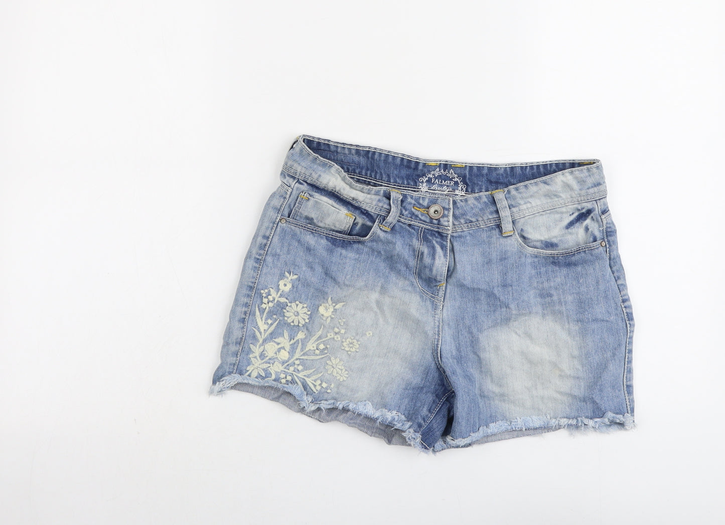 Falmer Womens Blue Cotton Hot Pants Shorts Size 8 L3 in Regular Button