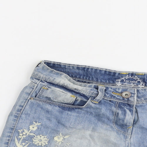 Falmer Womens Blue Cotton Hot Pants Shorts Size 8 L3 in Regular Button