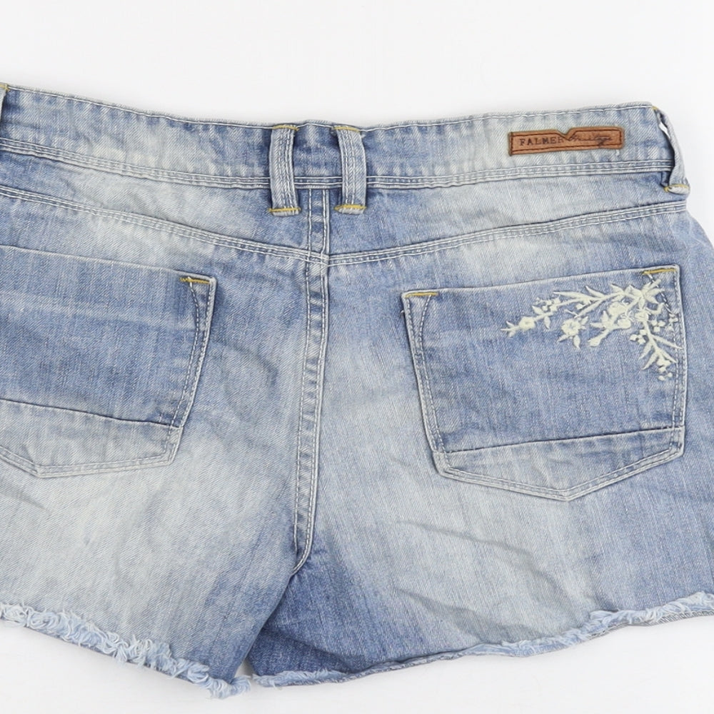 Falmer Womens Blue Cotton Hot Pants Shorts Size 8 L3 in Regular Button