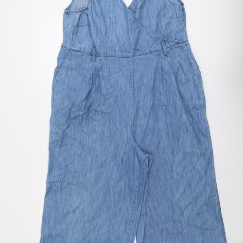 Dorothy Perkins Womens Blue Cotton Jumpsuit One-Piece Size 18 Zip