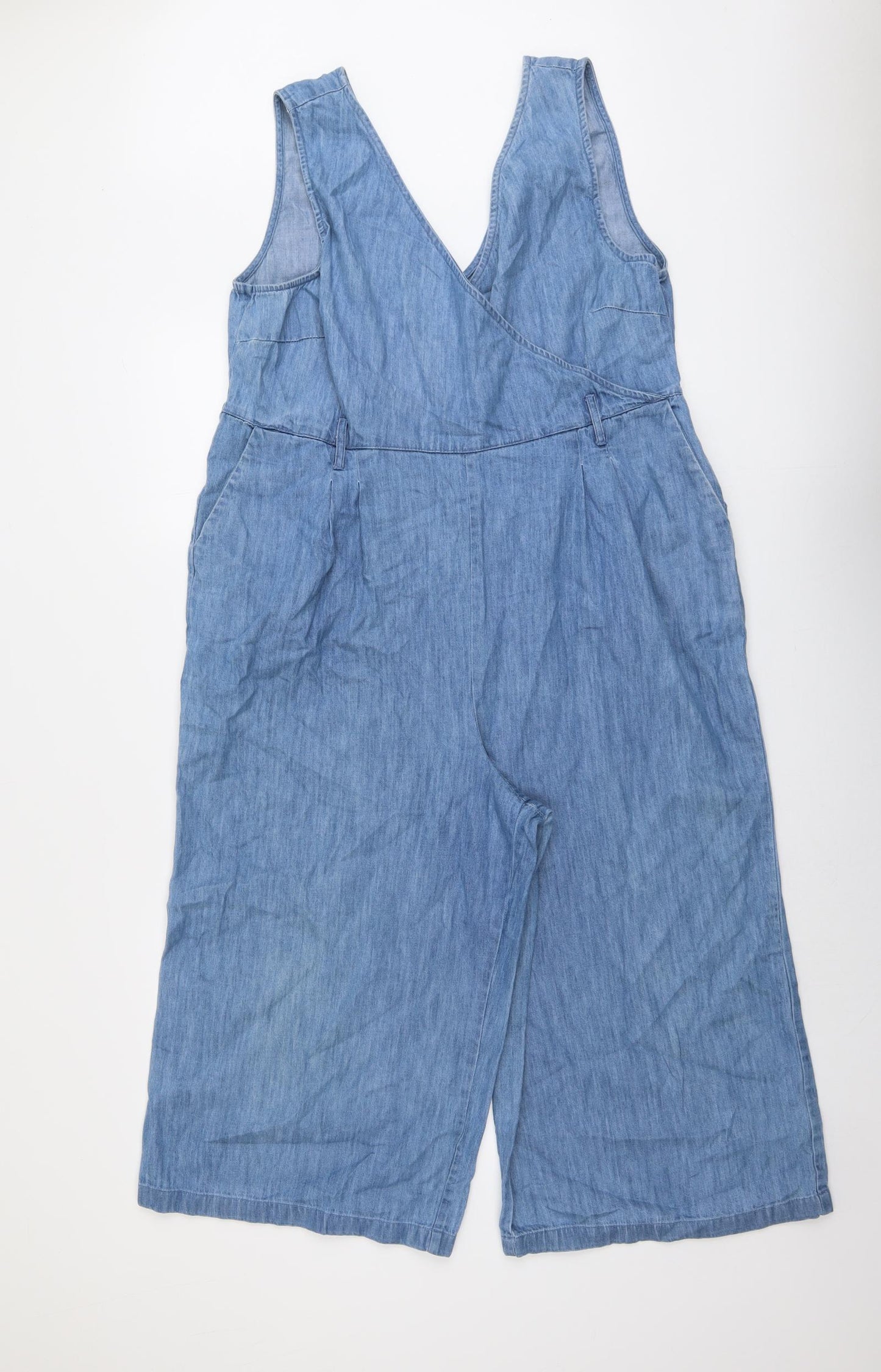 Dorothy Perkins Womens Blue Cotton Jumpsuit One-Piece Size 18 Zip