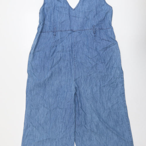 Dorothy Perkins Womens Blue Cotton Jumpsuit One-Piece Size 18 Zip