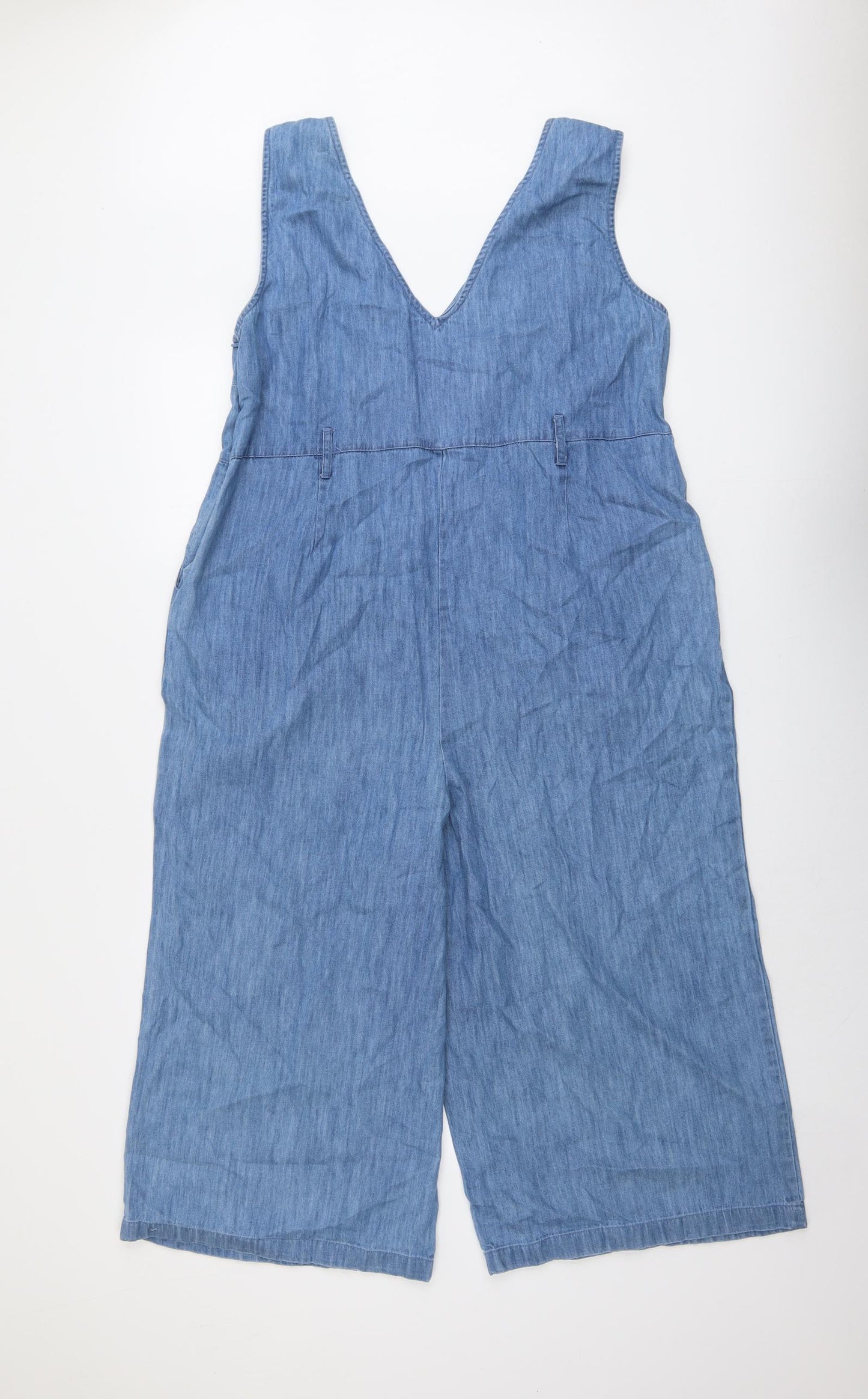 Dorothy Perkins Womens Blue Cotton Jumpsuit One-Piece Size 18 Zip