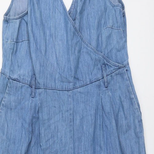 Dorothy Perkins Womens Blue Cotton Jumpsuit One-Piece Size 18 Zip