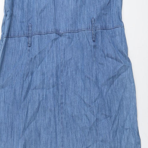 Dorothy Perkins Womens Blue Cotton Jumpsuit One-Piece Size 18 Zip