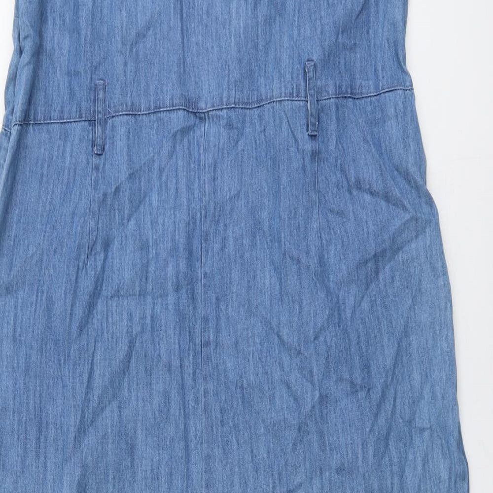 Dorothy Perkins Womens Blue Cotton Jumpsuit One-Piece Size 18 Zip