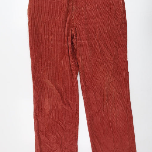 Marks and Spencer Mens Red Cotton Trousers Size 36 in L29 in Regular Button