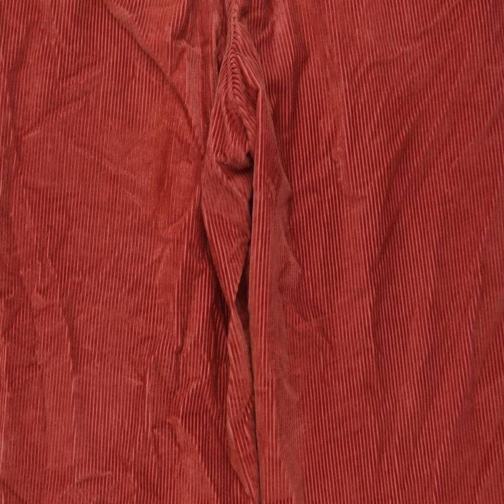 Marks and Spencer Mens Red Cotton Trousers Size 36 in L29 in Regular Button