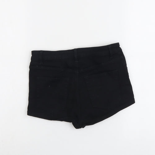 H&M Womens Black Cotton Hot Pants Shorts Size 8 L3 in Regular Button