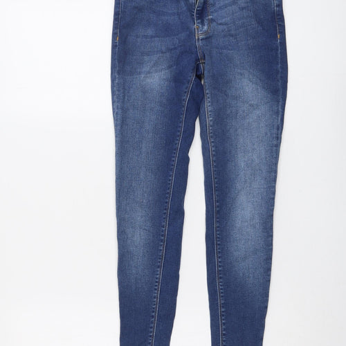 Warehouse Womens Blue Cotton Skinny Jeans Size 8 L25 in Regular Button