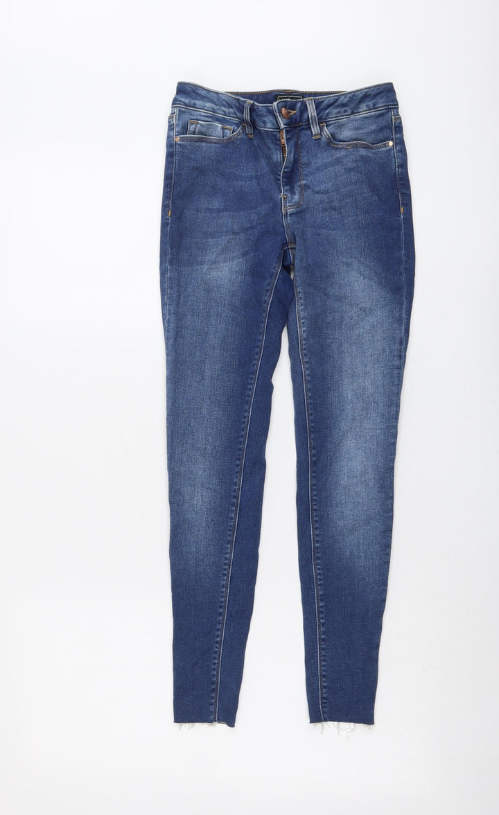 Warehouse Womens Blue Cotton Skinny Jeans Size 8 L25 in Regular Button