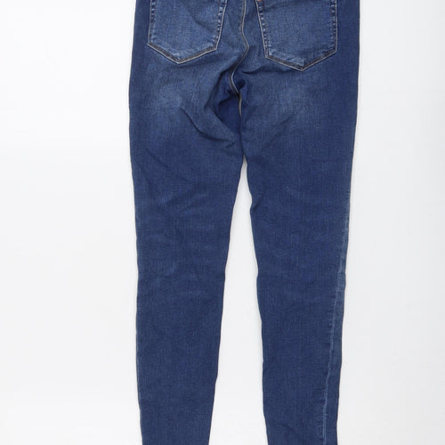 Warehouse Womens Blue Cotton Skinny Jeans Size 8 L25 in Regular Button
