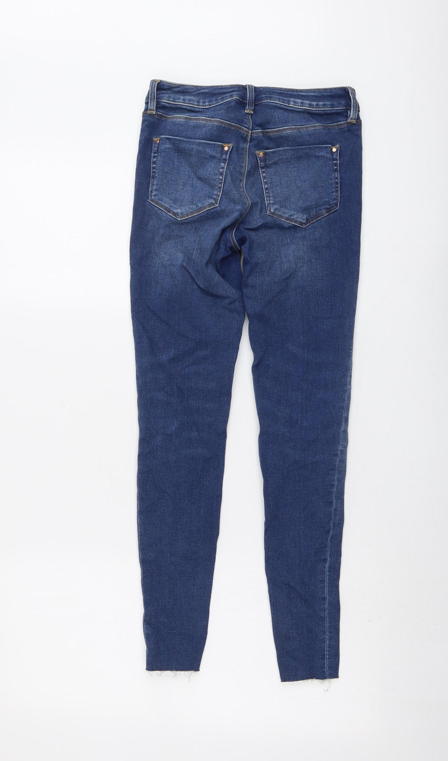 Warehouse Womens Blue Cotton Skinny Jeans Size 8 L25 in Regular Button