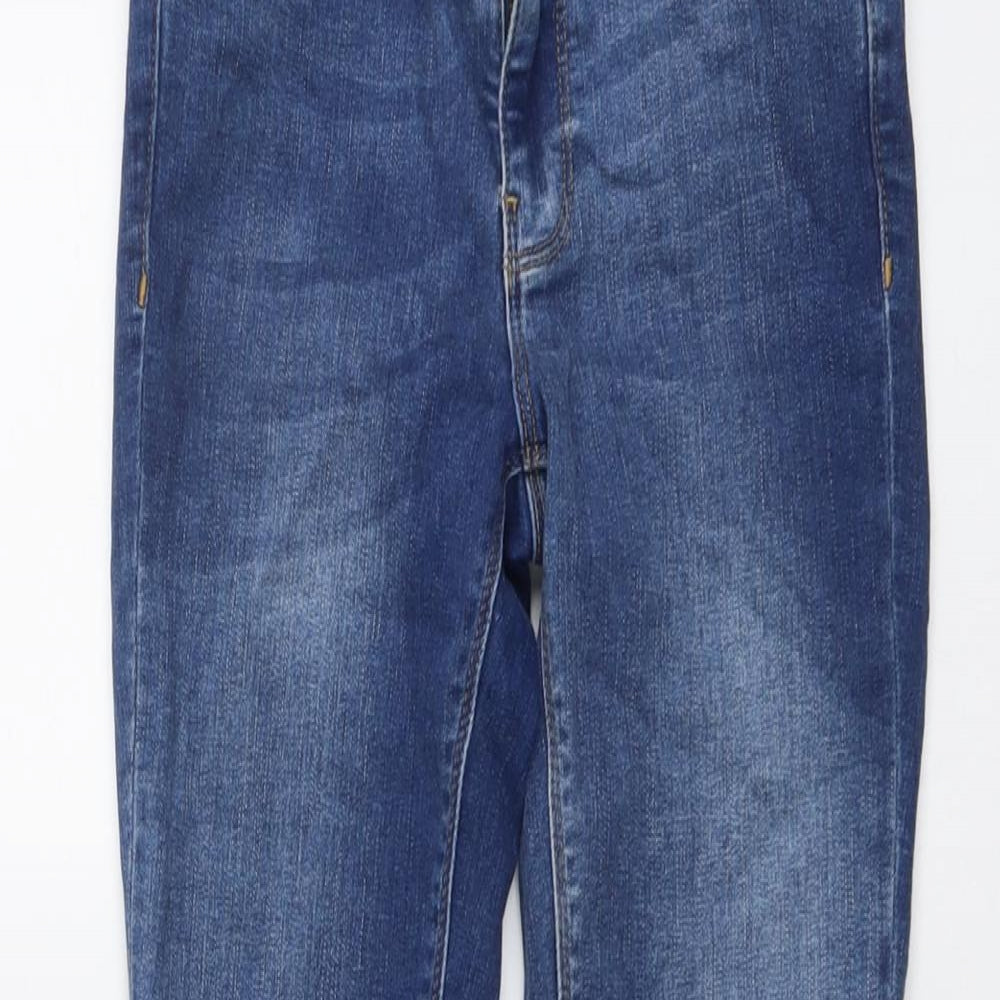 Warehouse Womens Blue Cotton Skinny Jeans Size 8 L25 in Regular Button