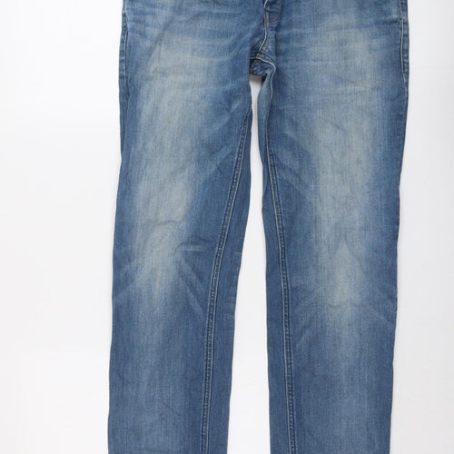 NEXT Mens Blue Cotton Straight Jeans Size 32 in L32 in Regular Button