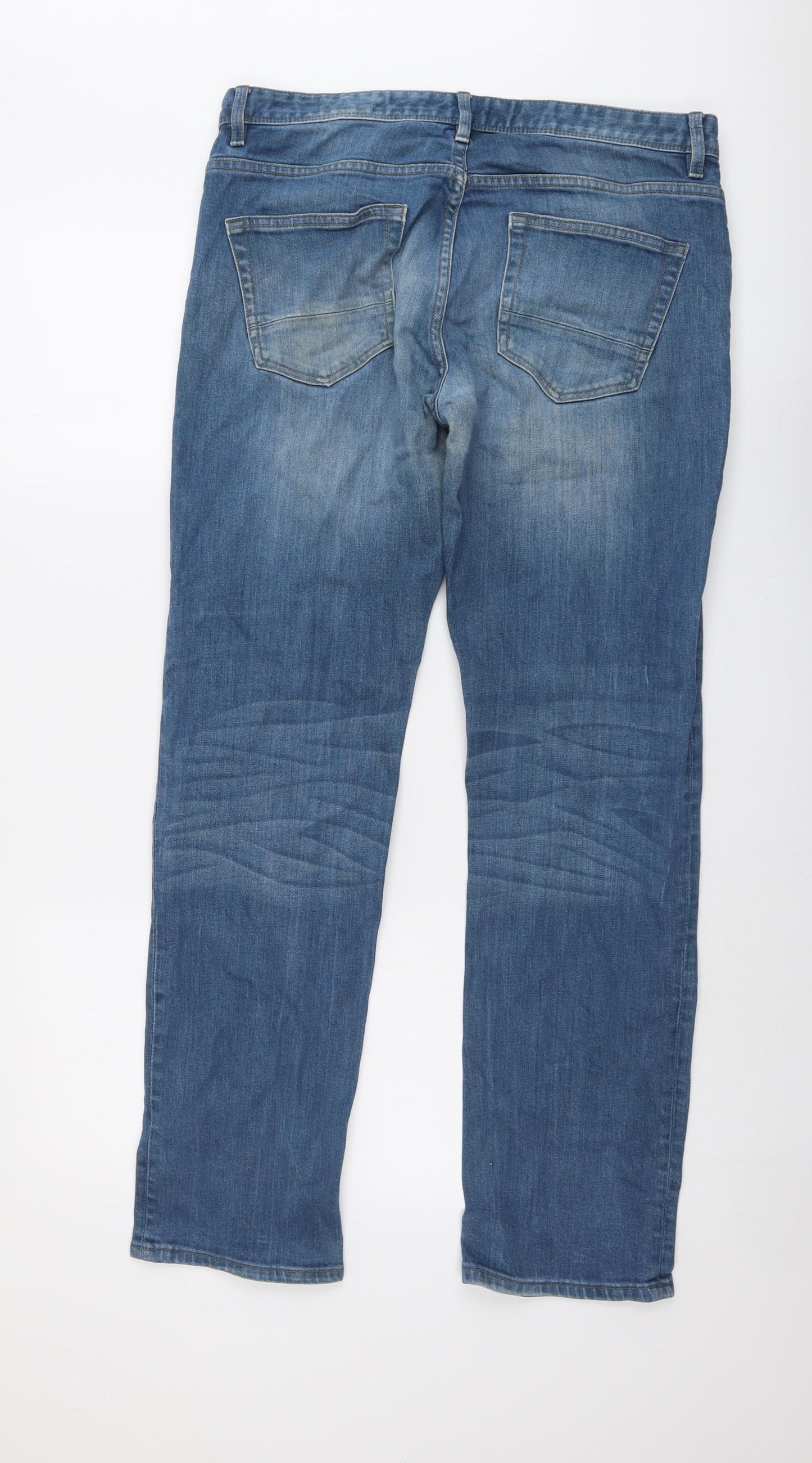 NEXT Mens Blue Cotton Straight Jeans Size 32 in L32 in Regular Button