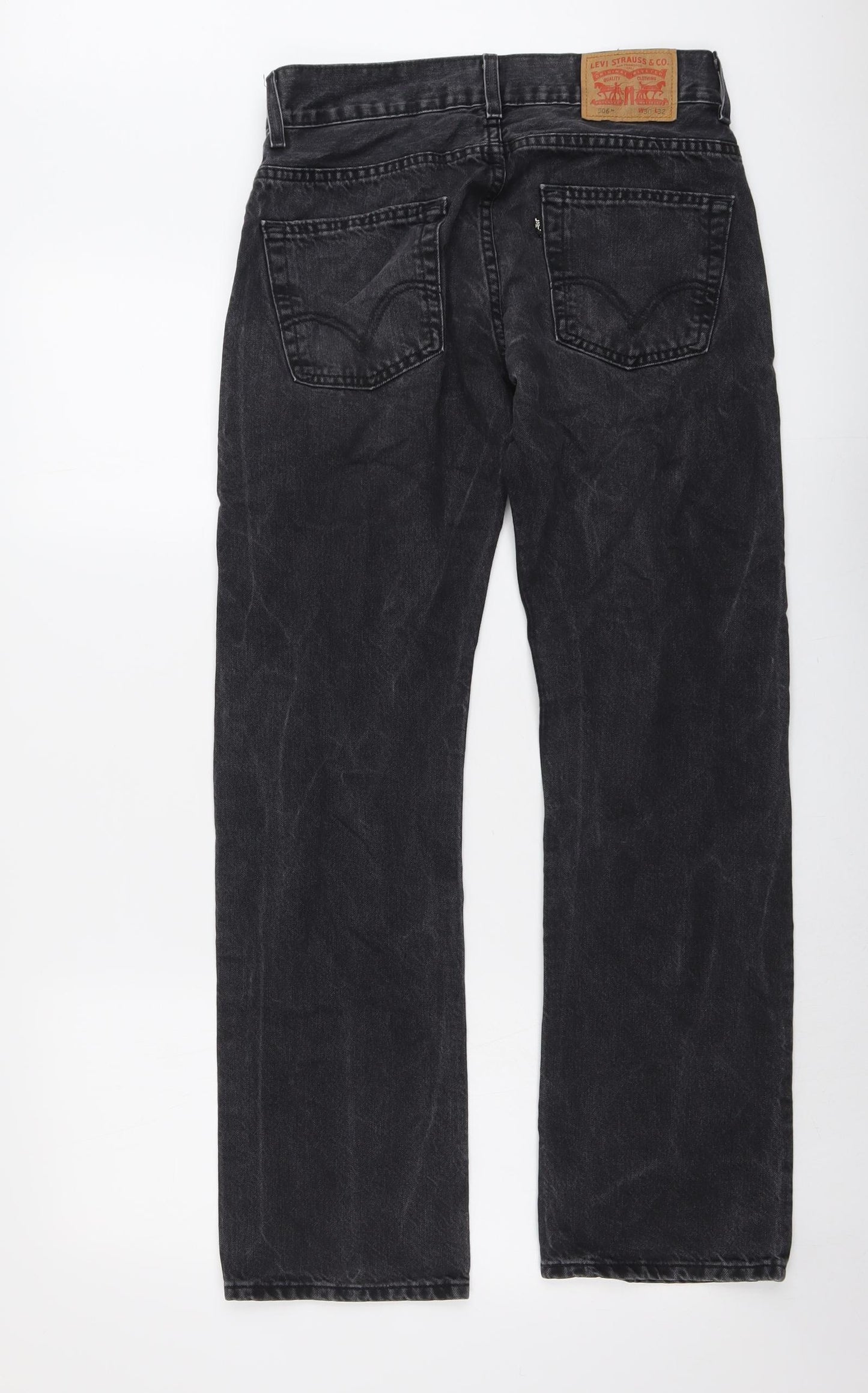 Levi's Mens Grey Cotton Straight Jeans Size 30 in L32 in Regular Button