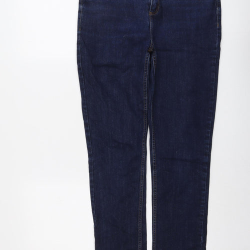 John Lewis Womens Blue Cotton Skinny Jeans Size 12 L29 in Regular Button