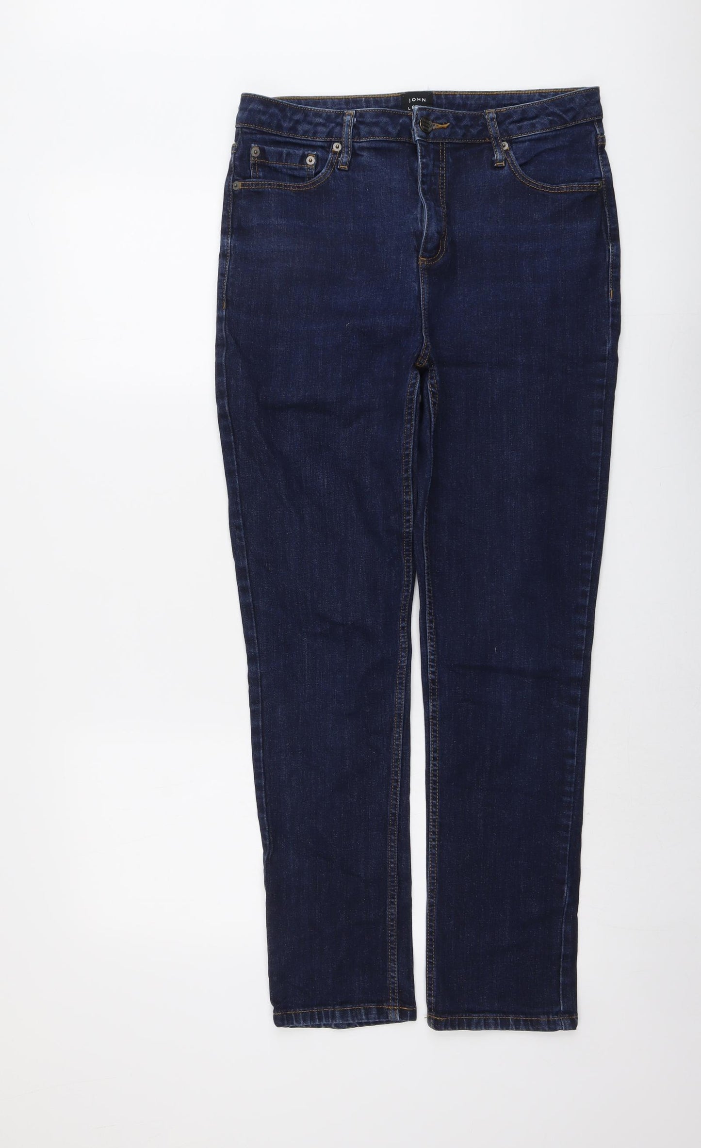 John Lewis Womens Blue Cotton Skinny Jeans Size 12 L29 in Regular Button