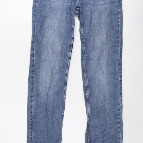NEXT Womens Blue Cotton Straight Jeans Size 12 L29 in Slim Button