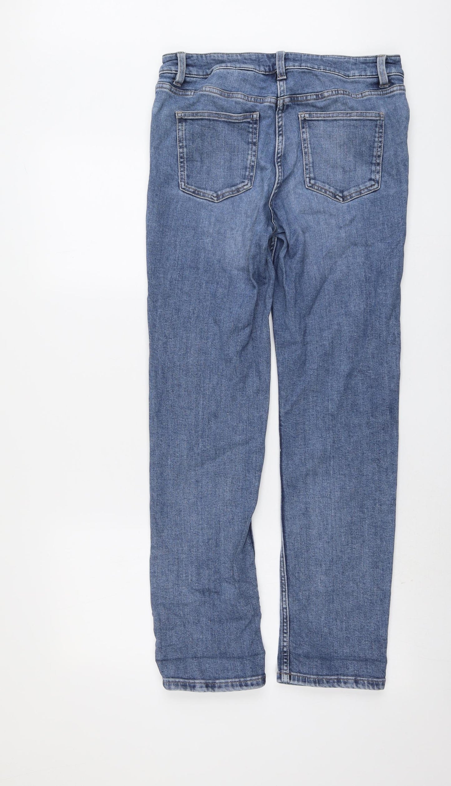 NEXT Womens Blue Cotton Straight Jeans Size 12 L29 in Slim Button