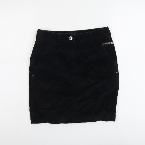 NEXT Womens Black Cotton A-Line Skirt Size 6 Button
