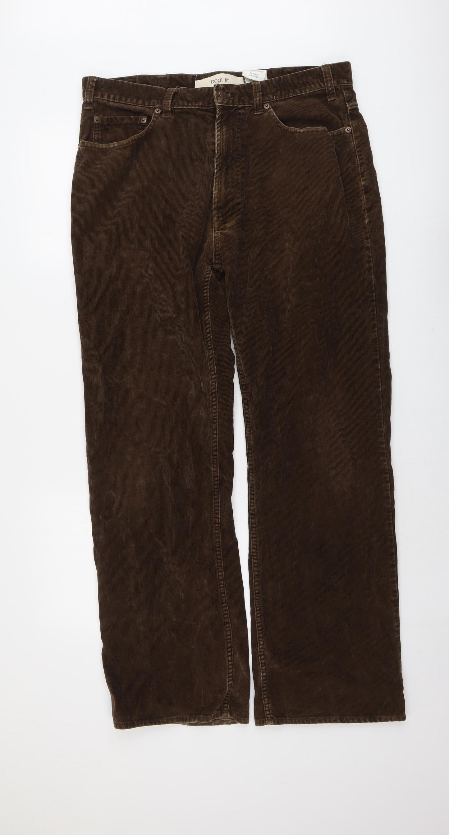 Gap Mens Brown Cotton Trousers Size 36 in L32 in Regular Button