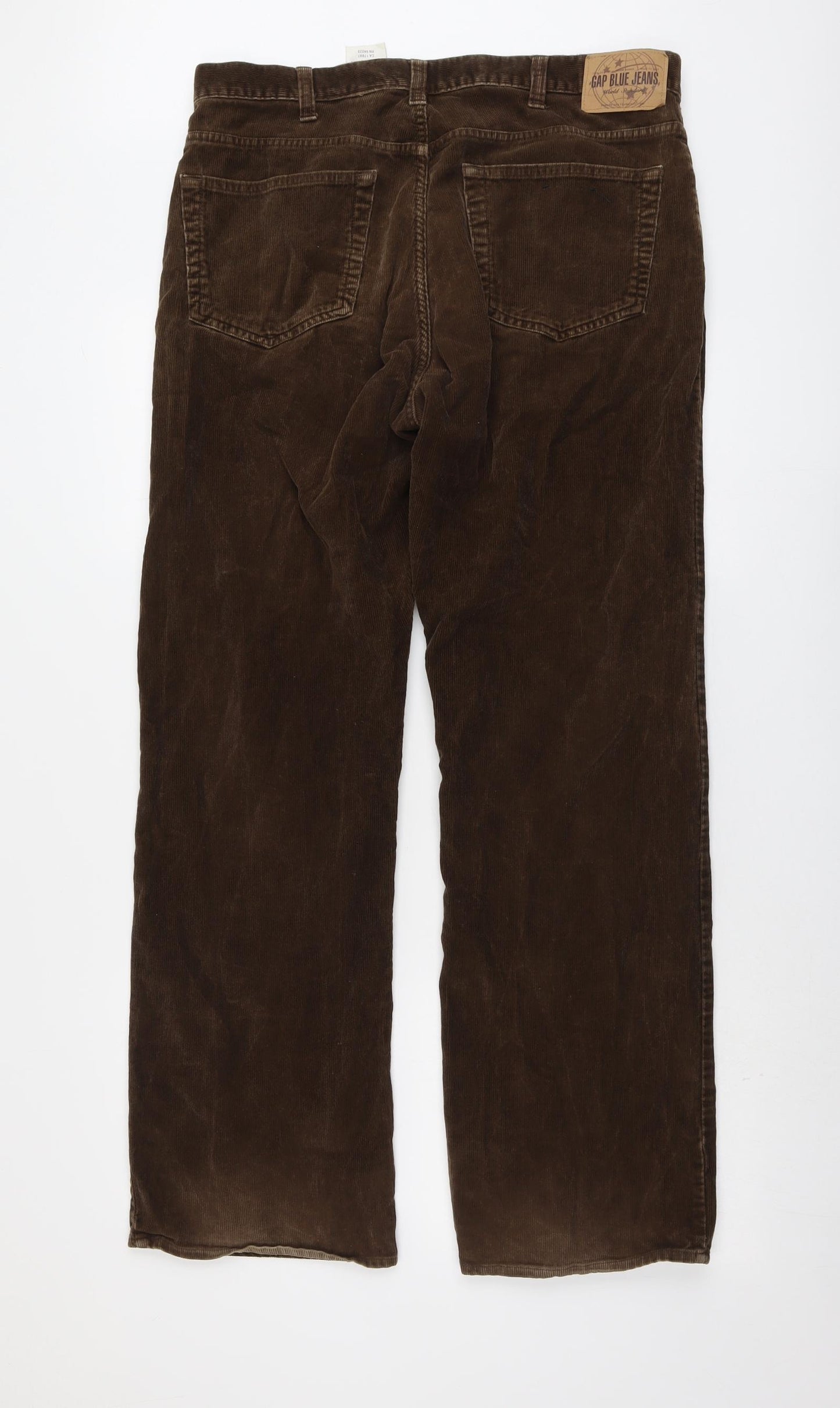 Gap Mens Brown Cotton Trousers Size 36 in L32 in Regular Button
