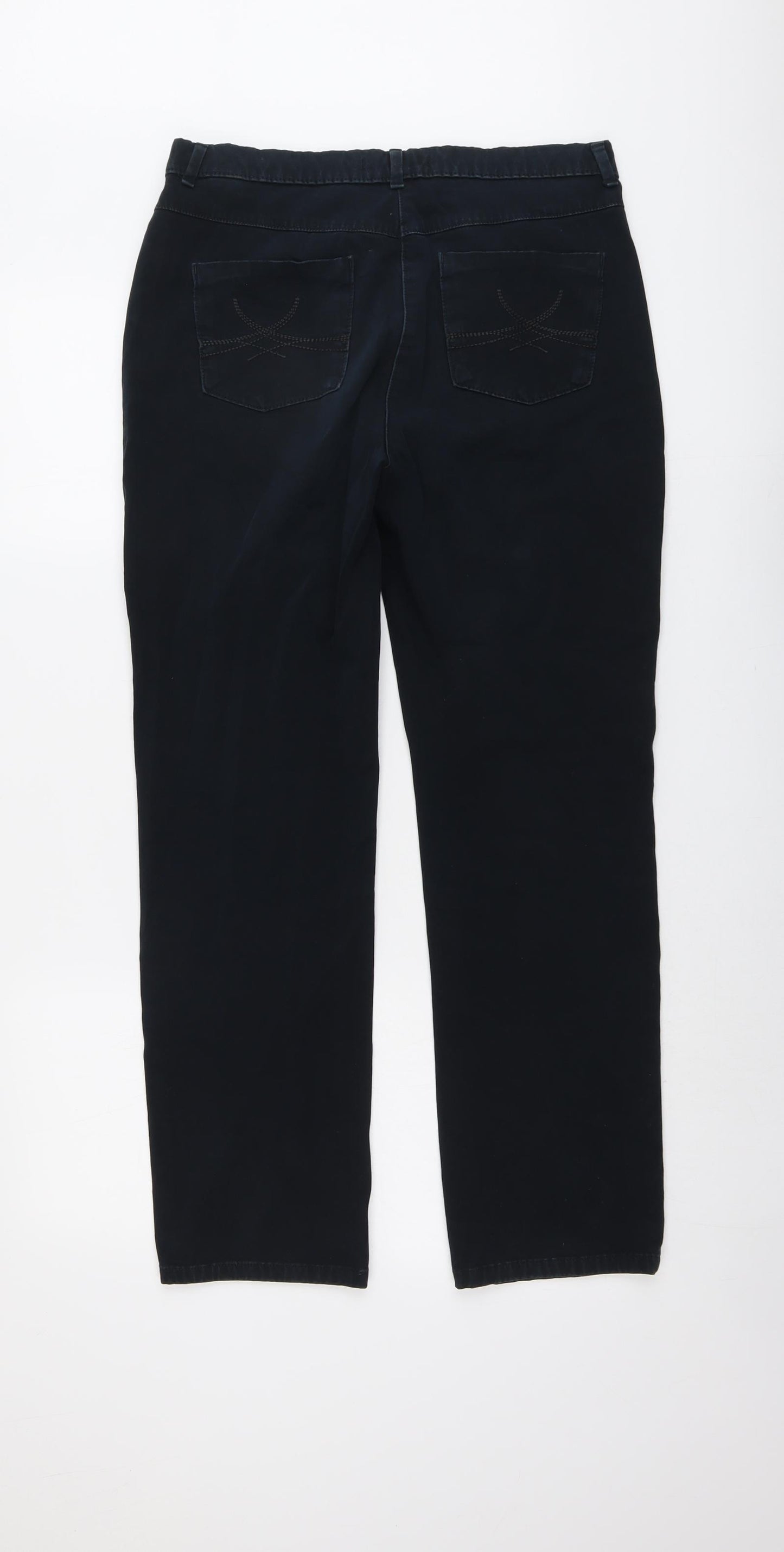 Marks and Spencer Womens Blue Cotton Straight Jeans Size 12 L29 in Regular Button
