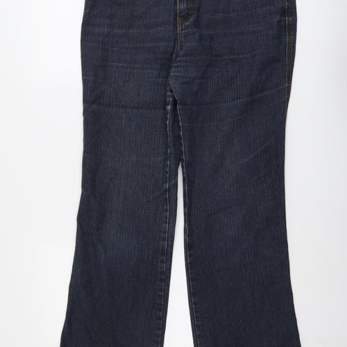 Marks and Spencer Womens Blue Cotton Bootcut Jeans Size 16 L31 in Regular Button
