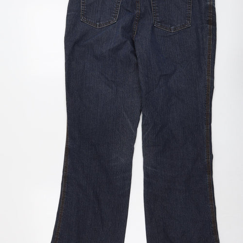 Marks and Spencer Womens Blue Cotton Bootcut Jeans Size 16 L31 in Regular Button