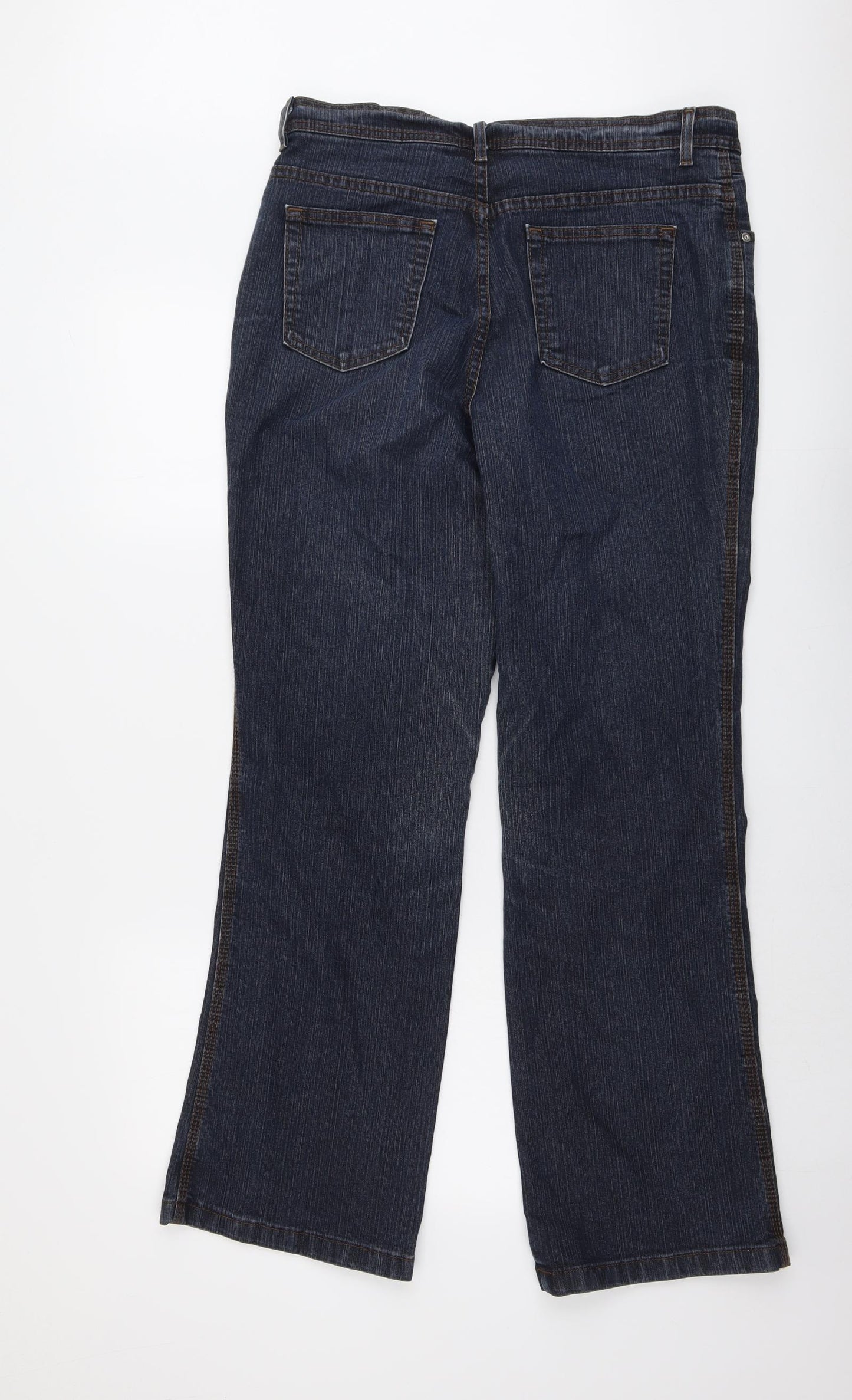 Marks and Spencer Womens Blue Cotton Bootcut Jeans Size 16 L31 in Regular Button
