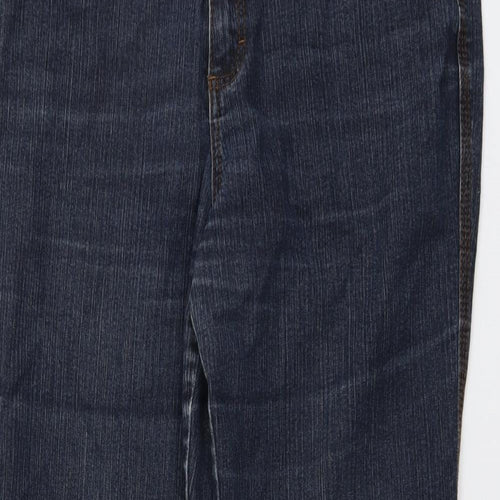 Marks and Spencer Womens Blue Cotton Bootcut Jeans Size 16 L31 in Regular Button